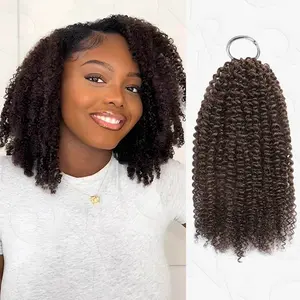 QVR Afro Kinky Curly Ombre #4 Human Crochet Hair Afro Kinky Curly Machine Made Feather Crochet Hairstyle SpringStatements