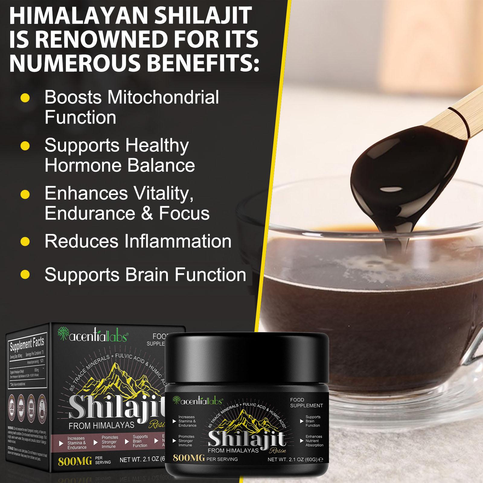 Acentiallabs Shilajit Resin From Himalayas | High Potency for Men & Women | Fulvic Acid & 85+ Trace Minerals Complex for Energy, Strength & Immunity Natural Supplement Power Blend Supplement