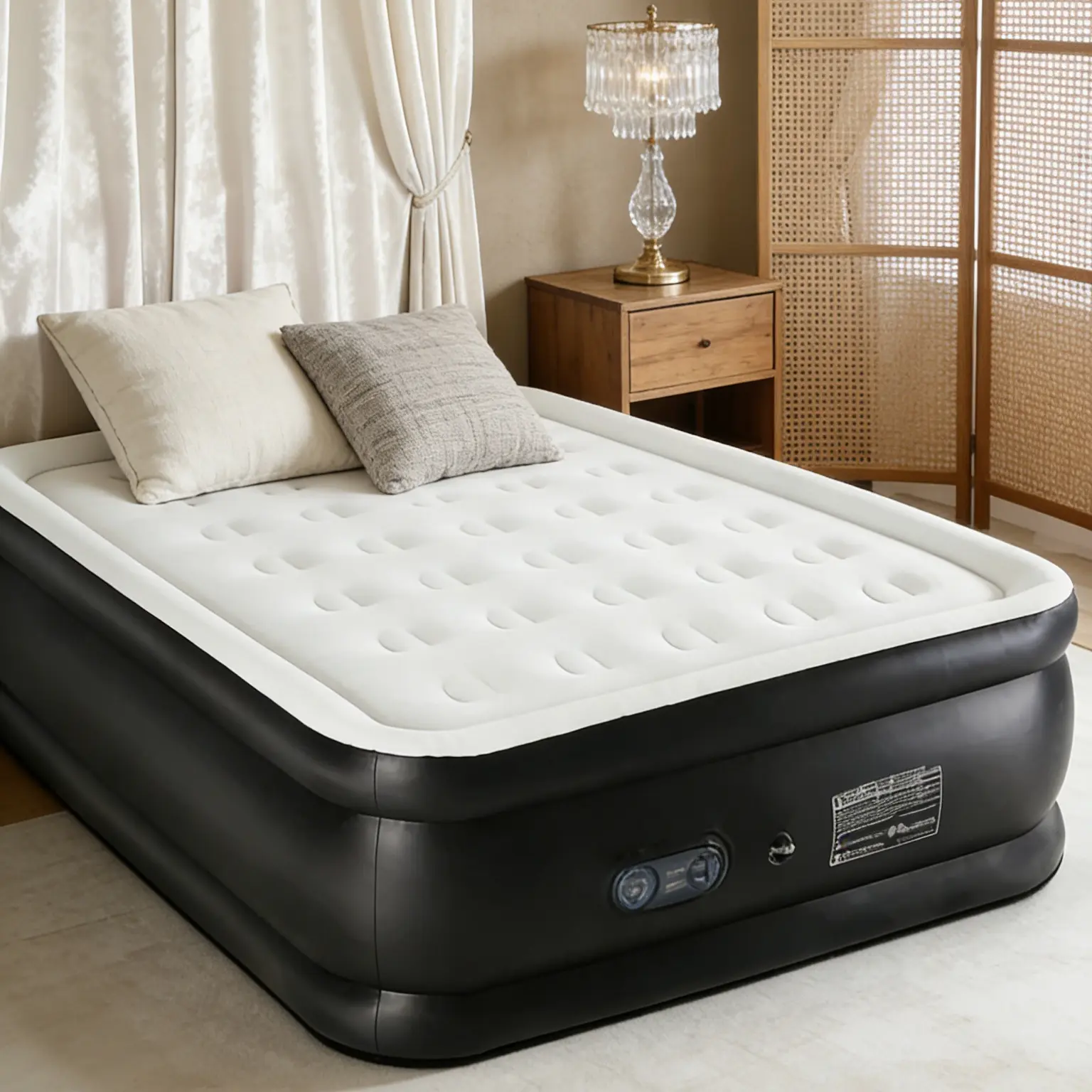 Sweetcrispy Inflatable Air Mattress (Inflatable Bed Mattresses) with Built-in High-Capacity Pump, Double Height, Non-Slip Bottom, 660 lbs Weight Capacity, Portable for Camping, Home Use