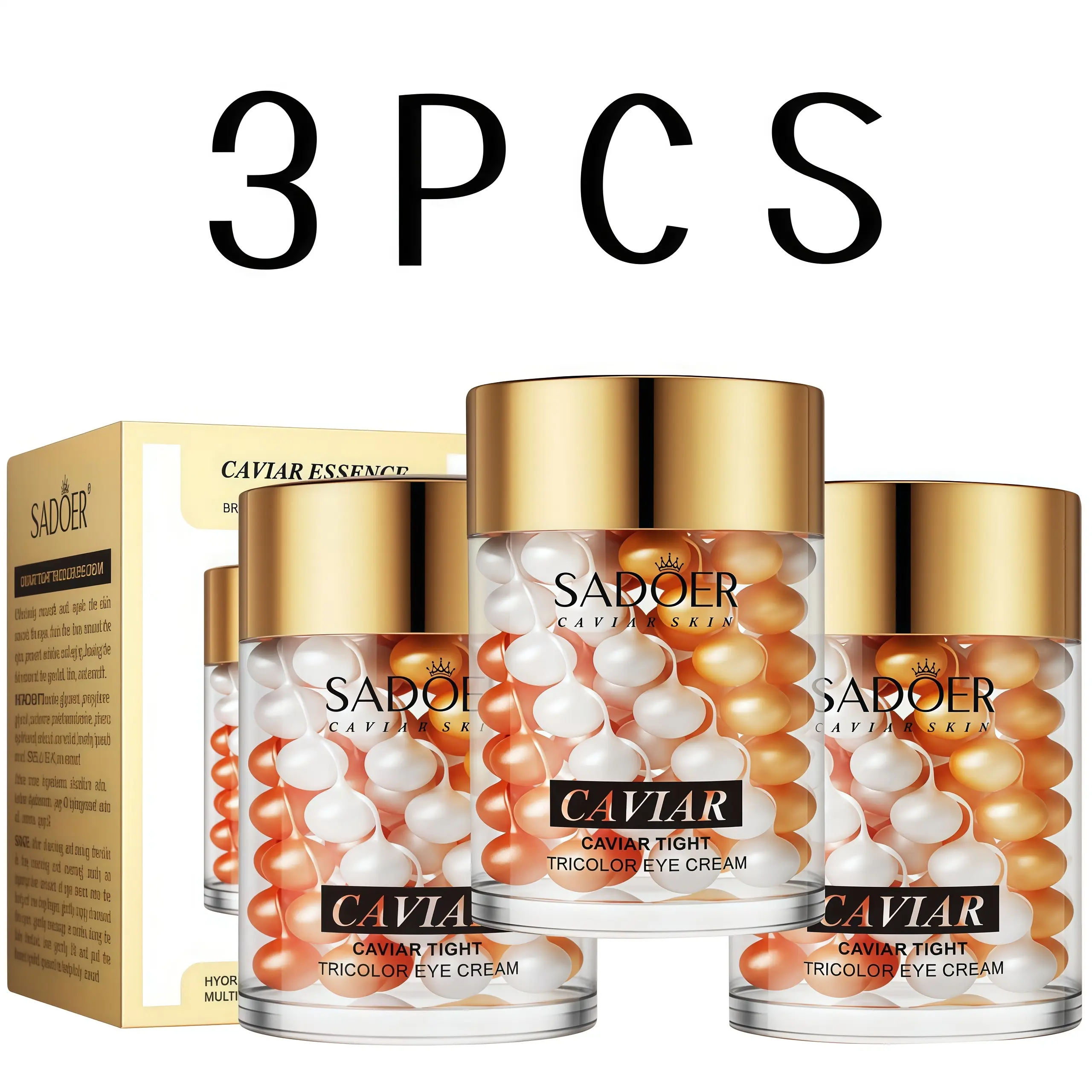 Sadoer Caviar Essence Cream 60g - Korean Skincare Moisturizer for Women, Hydrate & Brightening Normal Skin Anti-Sagging Eye Treatments, Reusable Eye Patches, Exfoliating, Blackhead Removal, Non Toxic