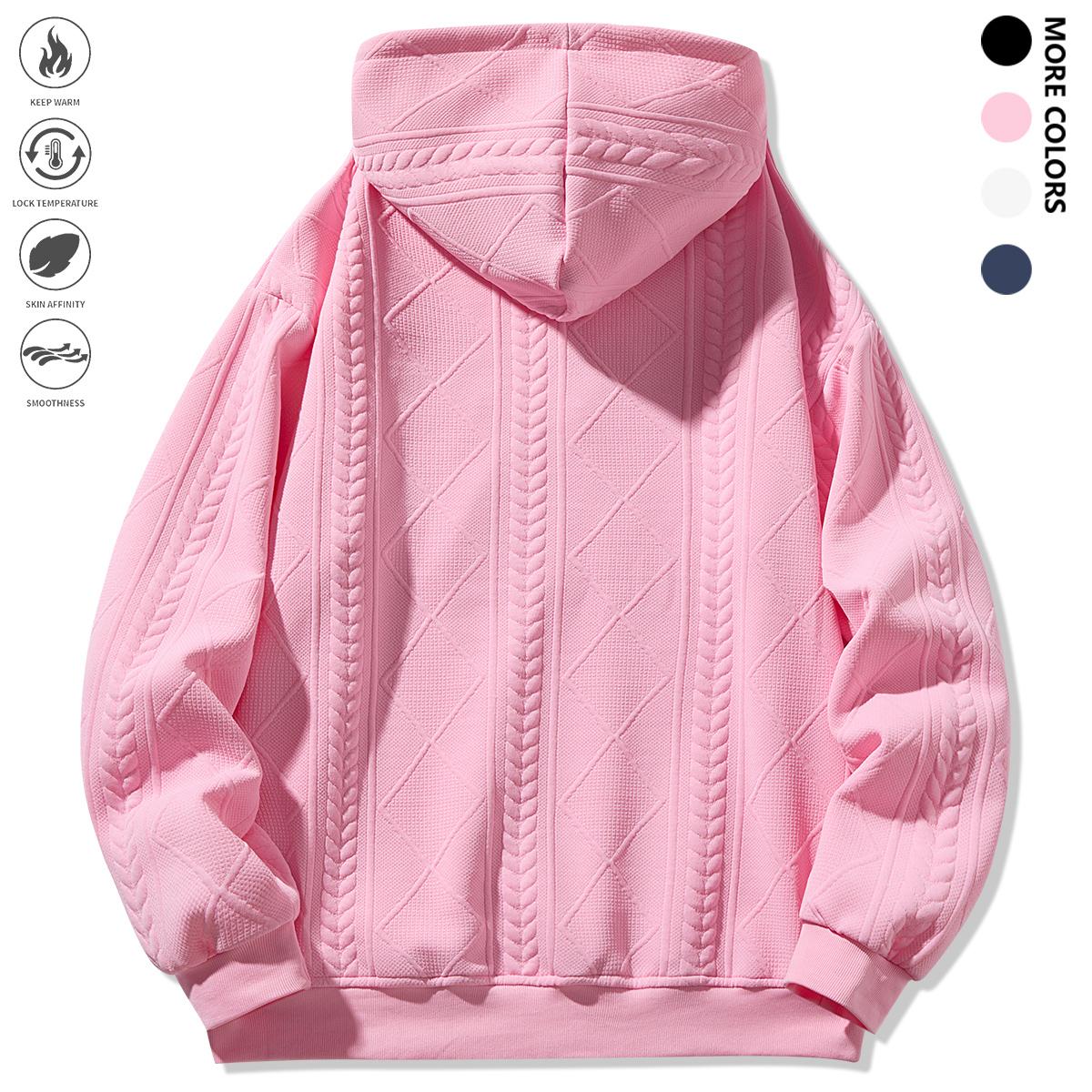 Men's Winter Casual Zip-Up Hoodie - Loose Fit Long Sleeve Pullover with Adjustable Hem, Solid Color Design, Suitable for Outdoor Activities and Everyday Wear, Machine Washable