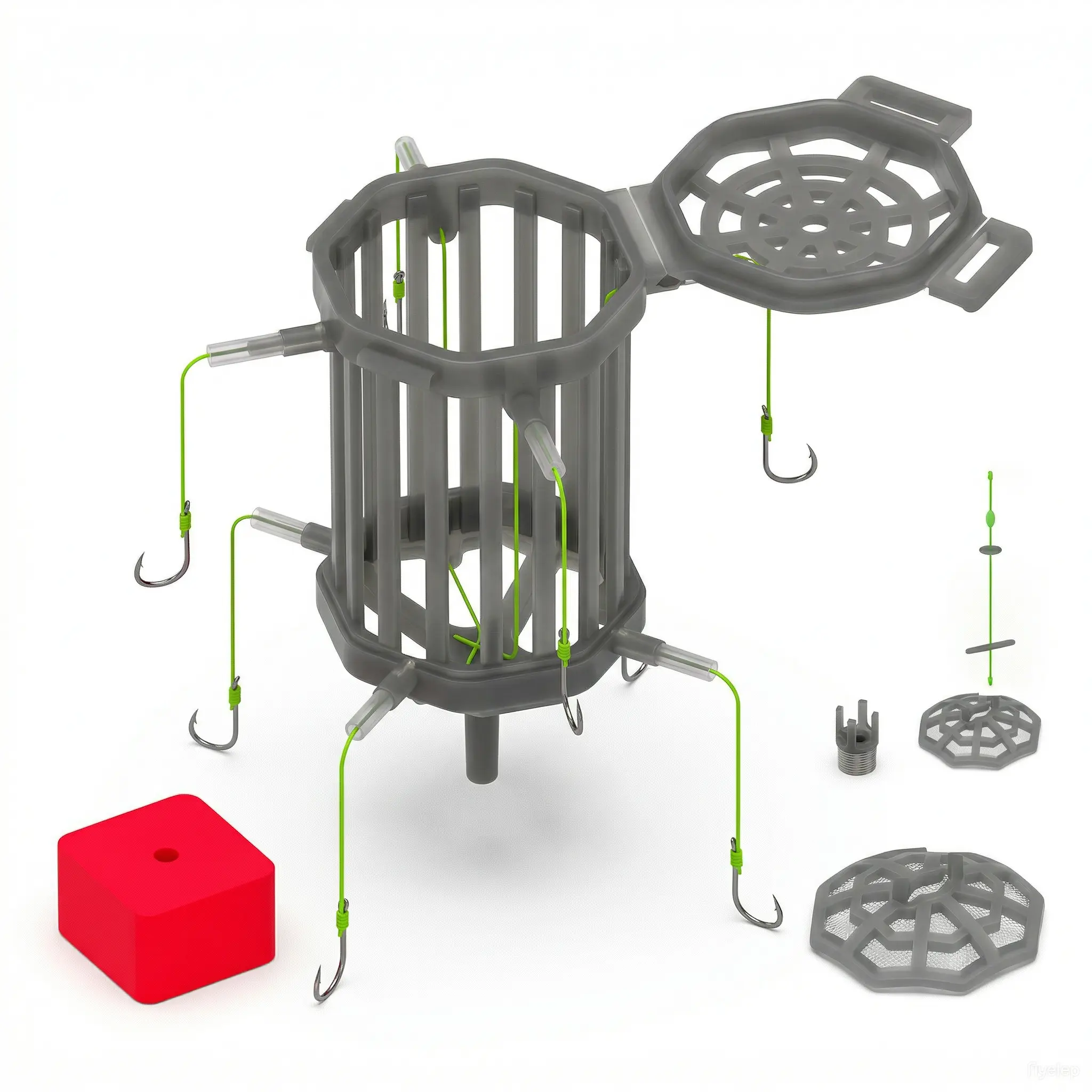 Stop Small Fish Stealing Bait! Off-Bottom Bait Cage Fishing Rig 4+4 Hooks Anti-Current for Big Bottom Game Fish cat  fishing  gear