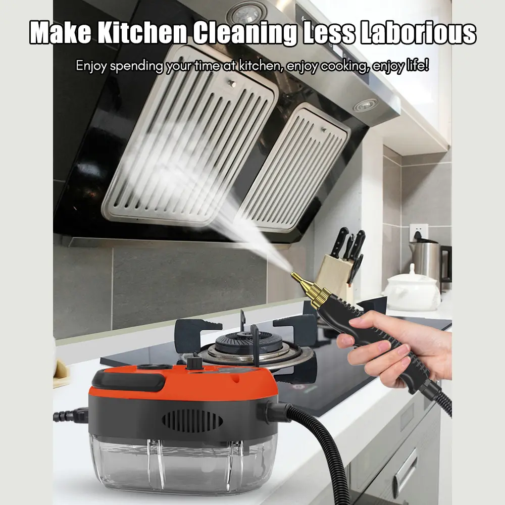 1500W High-Temperature High-Pressure Steam Cleaner Handheld portable Cleaning Machine with Multiple Brush Heads Effective for Cleaning Kitchens Bathrooms Cars and Furniture