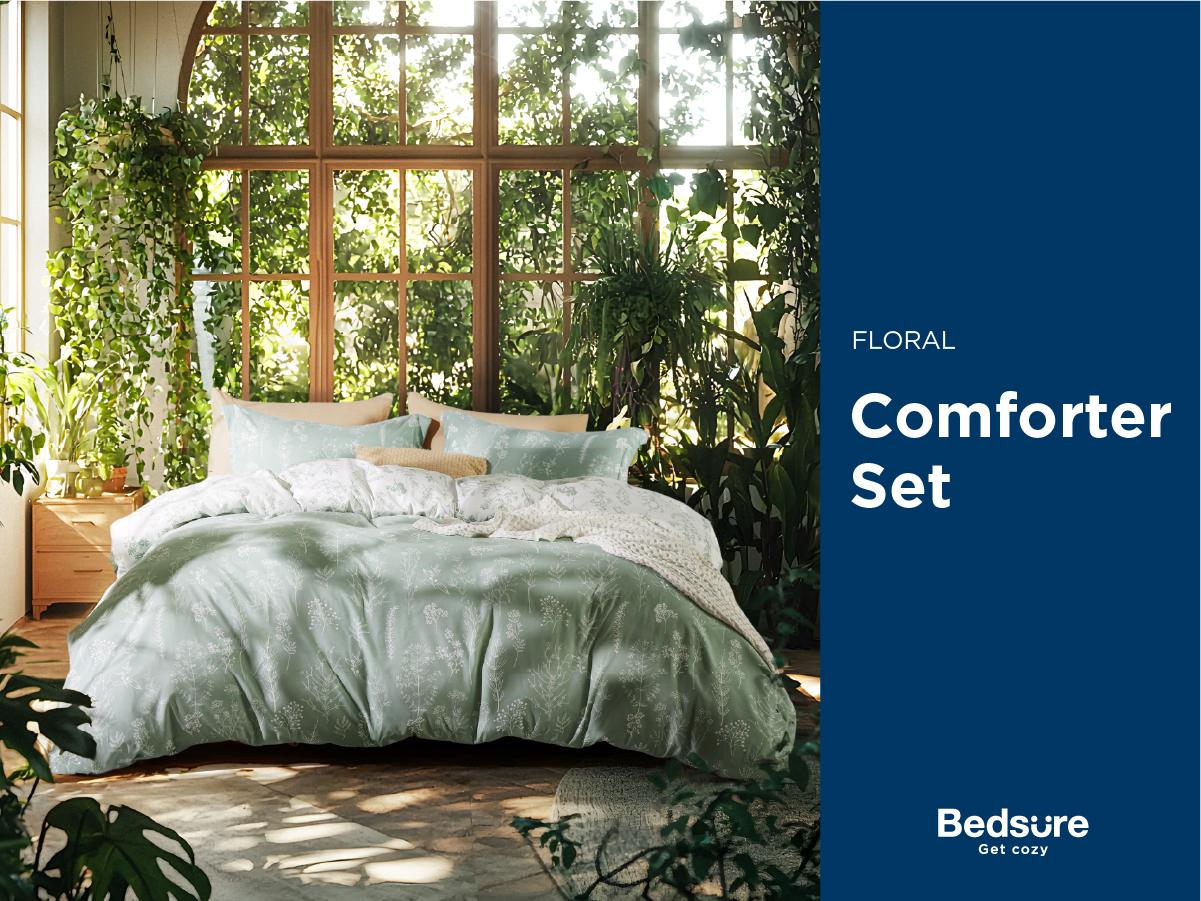 Bedsure 3 Pieces Cute Floral Bedding Comforter Set -Soft  Bed Set, 1 Soft Reversible Botanical Flowers Comforter and 2 Pillow Shams Gifts