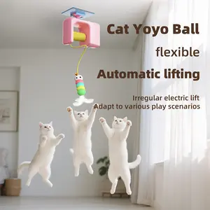 Cat Yoyo Ball Flexible Automatic Lifting USB Rechargeable Motorized Teaser for Apartment Cats with Free Feather Refill Limited Stock