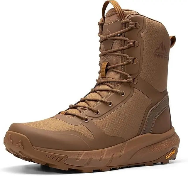 【SummerFinds】NORTIV 8 Men's Military Tactical Boot 8 Inches Round Toe Laced Closure Lightweight Comfortable for Work All Day Side Zipper Motorcycle Combat Hiking Boots Durable Black Supportive Protection Outdoor Sturdy,summerwins,father'sdaygifts
