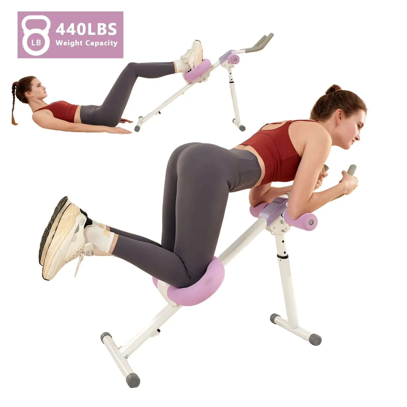 HOTWAVE Adjustable Ab Machine, Foldable Ab Trainer for Home Gym, Core Workout Equipment with LCD Monitor, Knee Support Design, 440 LBS Capacity tiktokshopbacktoschool