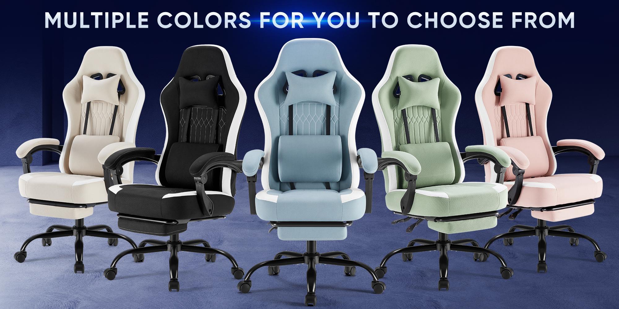 Computer Gaming Chair - High Back Ergonomic Desk Chair with Footrest and Lumbar Support, Height Adjustable Task Chair with Linkage Armrests and Headrest, 360° Swivel Wheels