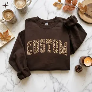 Custom Cheetah Print Sweatshirt, Add Your Personalized Text, Leopard Print Varsity Sweater, College Font Custom Name Gift