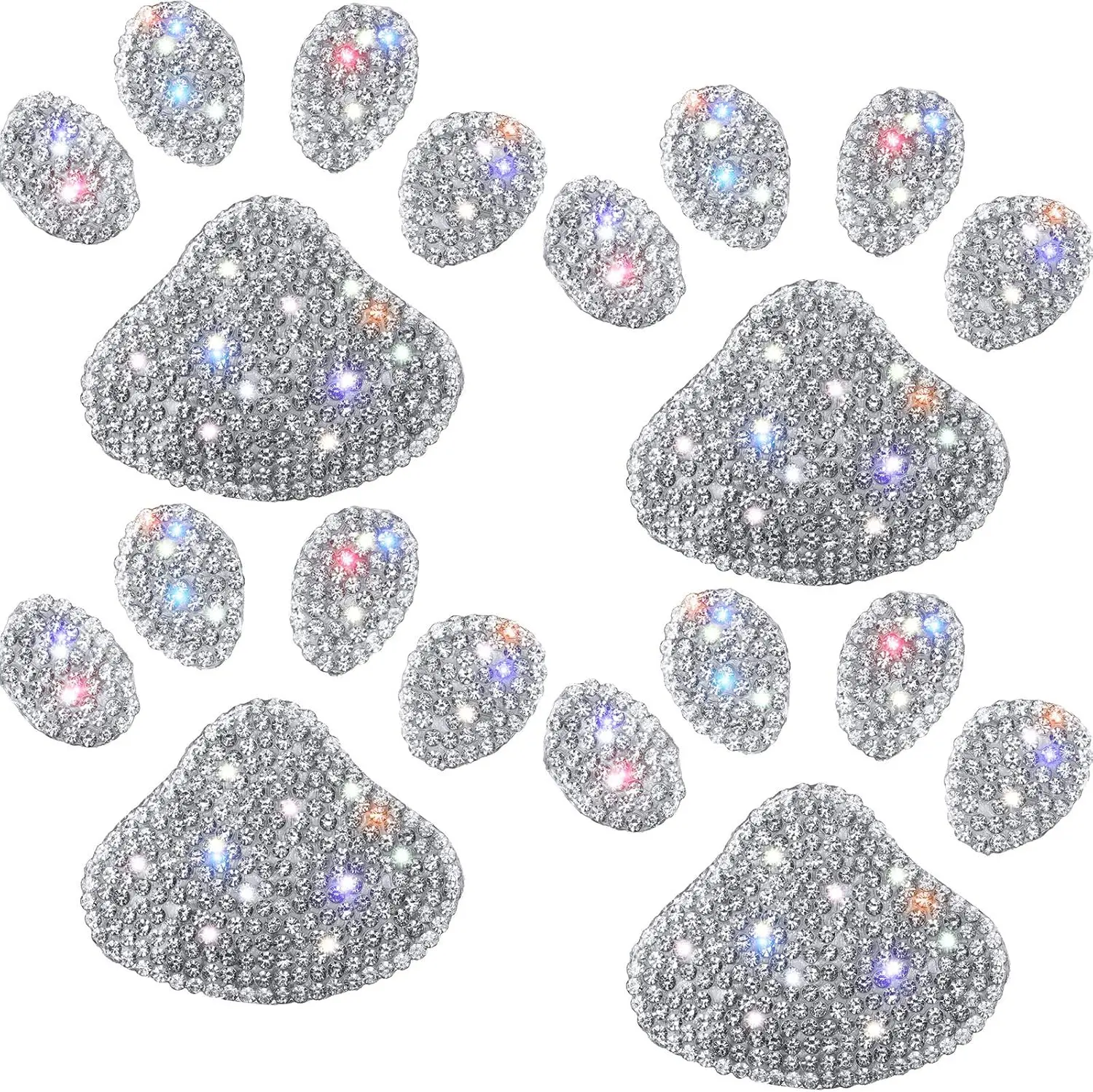 4-Pcs Decorative Bedazzled Animal Cartoon Character Rhinestone Paw Print Sticker Set, Automotive Exterior Car Accessories for Car Bumpers