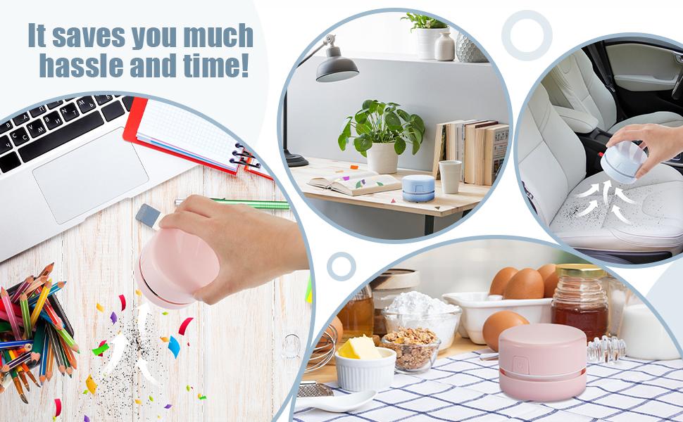 Desktop Vacuum Cleaner,Mini Table dust Sweeper Energy Saving,High Endurance up to 90 mins,Rotatable Design for Keyboard/Home/School/Office(Charging version)