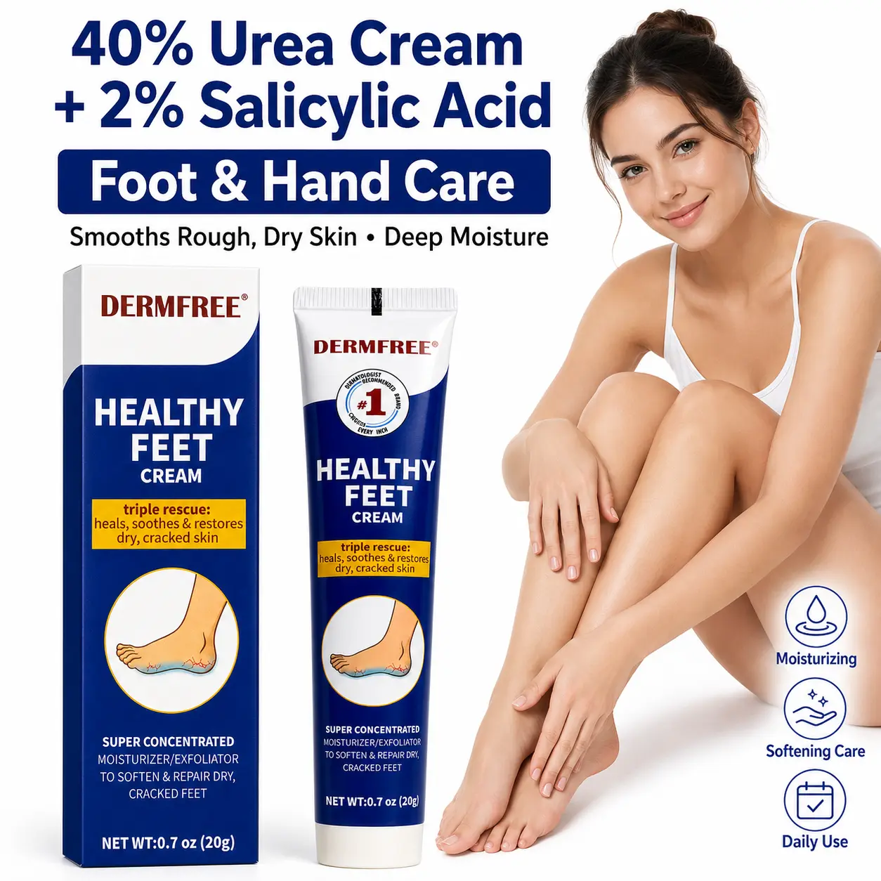Maximum Strength Urea & Hand Cream, Callus Remover for Rough, Dry, Thick & Cracked Skin, Deep Hydration Anti-Crack Moisturizer