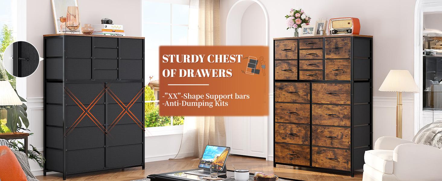 Raybee Furniture Indoor Cabinet Fabric Dresser with 12 Drawers, Wood Top & Metal Frame, Chests of Drawers for Closet, Living Room, Bedroom Raybee Furniture Indoor Cabinet Fabric Dresser with 12 Drawers, Wood Top & Metal Frame, Chests of Drawers for Closet, Living Room, Bedroom