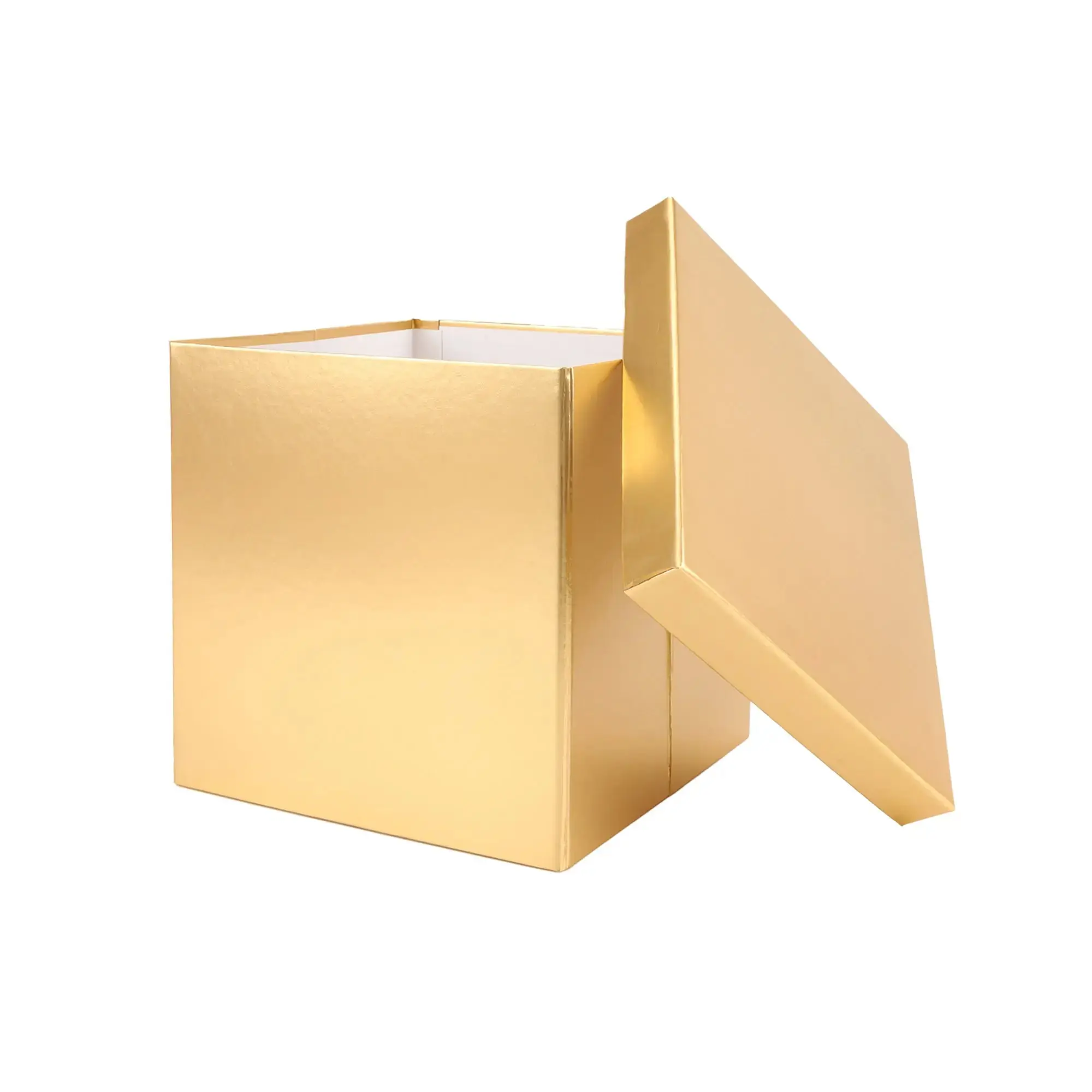 9"x 9" x 9" Collapsable Gift Box w/ Removable Lid | Metallic Matte Gold, Birthday Gift Box, Classy Gift Box