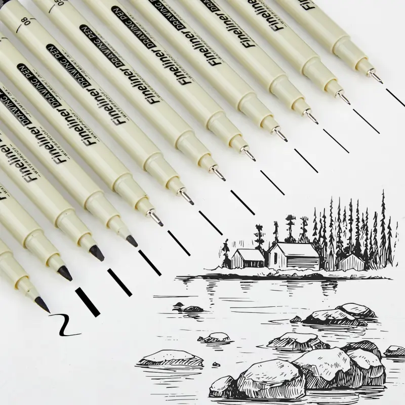 Art Pens, Multiliners, Fineliner Ink Pens,Set of 12 Technical Drawing pen,Pigment Pen,Fine Point,Black,Waterproof,for Art Watercolor,Sketching, Micro Drawing,Micro Fineliner Art Pens, Doodle Drawing Pen, Drawing Art Supplies, Drawing Tools