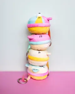 Kaleidos Creative - Meowcarons - Plush Bag Charm - 2.75in - Artist Collaboration - Kim-Joy - Smile - Wink - Spiral - Scared - Accessory - Collectible Figure