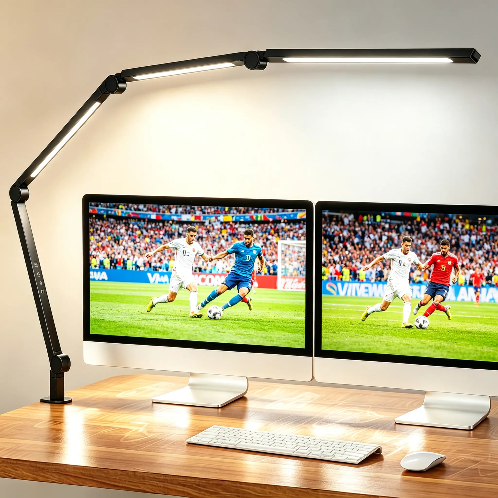 Clamp-on LED Desk Lamp - Flexible Adjustable Long Arm, Dimmable Eye-Caring Modern Task Light for Nail Techs, Home Office Use