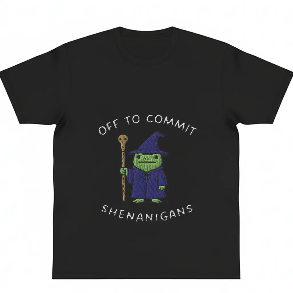 Off to Commit Shenanigans Wizard Frog graphic tees Funny DnD shirt Embroidered 1717 Ren Faire Fantasy Gift y2k cotton fashion Streetwear Shortsleeve Casual