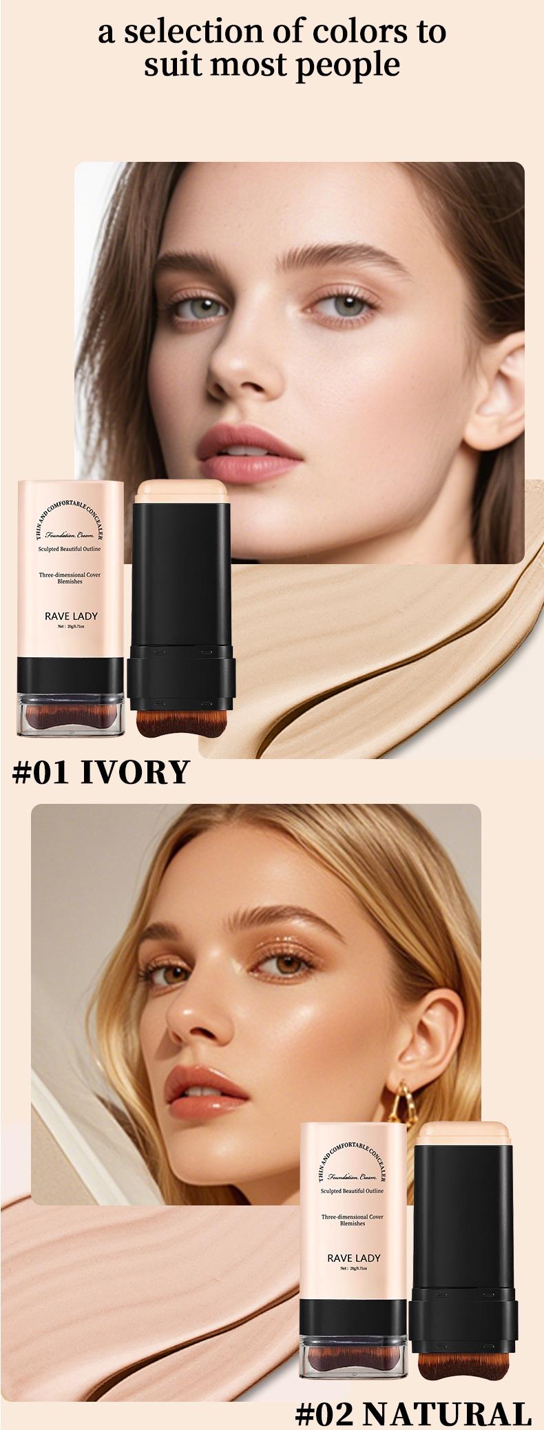 5-color Dual -Ended Eraser FoundationStick -Multi -Use Concealer &Highlighter for AcneMarksNose ContourFlawless Makeup Finish -Versatile Cosmetic built-in brush