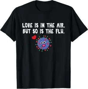 Unisex Comfy Valentine’s "Love & Flu" Graphic Tee - Viral Sarcastic Humor Casual Short Sleeve