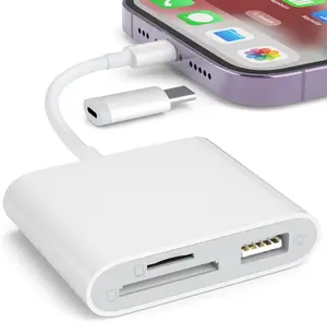 SD Card Reader for iPhone, Memory Card Reader with USB Camera Adapter Plug and Play Trail Game Camera Viewer Supports SD and TF Card MicroSD Card Adapter for iPad No App Required