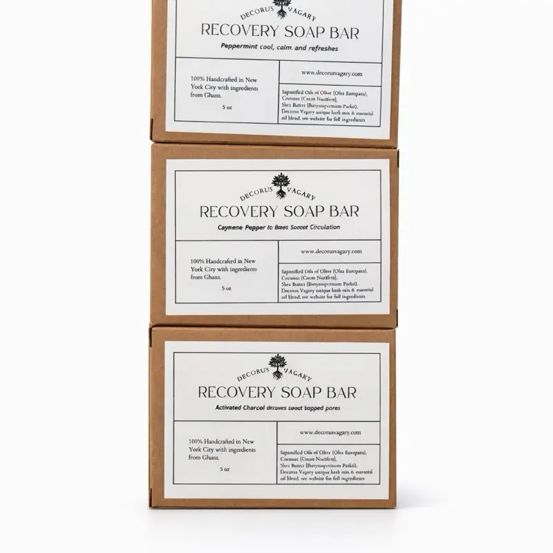 Decorus Vagary Recovery Soap Bars - 3 Pack - Peppermint Cool Calm Refreshes, Cayenne Pepper for warming sensation and & Activated Charcoal detox