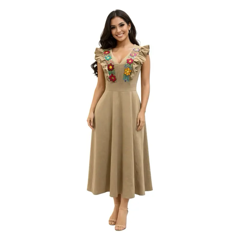 Elegant Embroidered Mexican Dress Unique Color Patterns & Design Fits Small/Medium Made in Mexico Traditional Style Vestido Mexicano Bordado