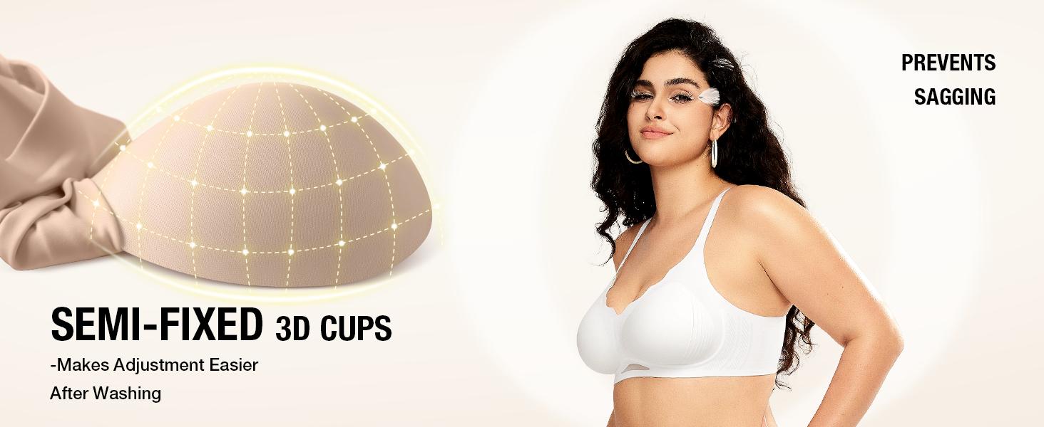 OEAK Women Seamless Jelly Bras No Underwire Push Up Wavy Neckline Wireless Bralettes Soft V Neck Full Coverage Everyday Bra