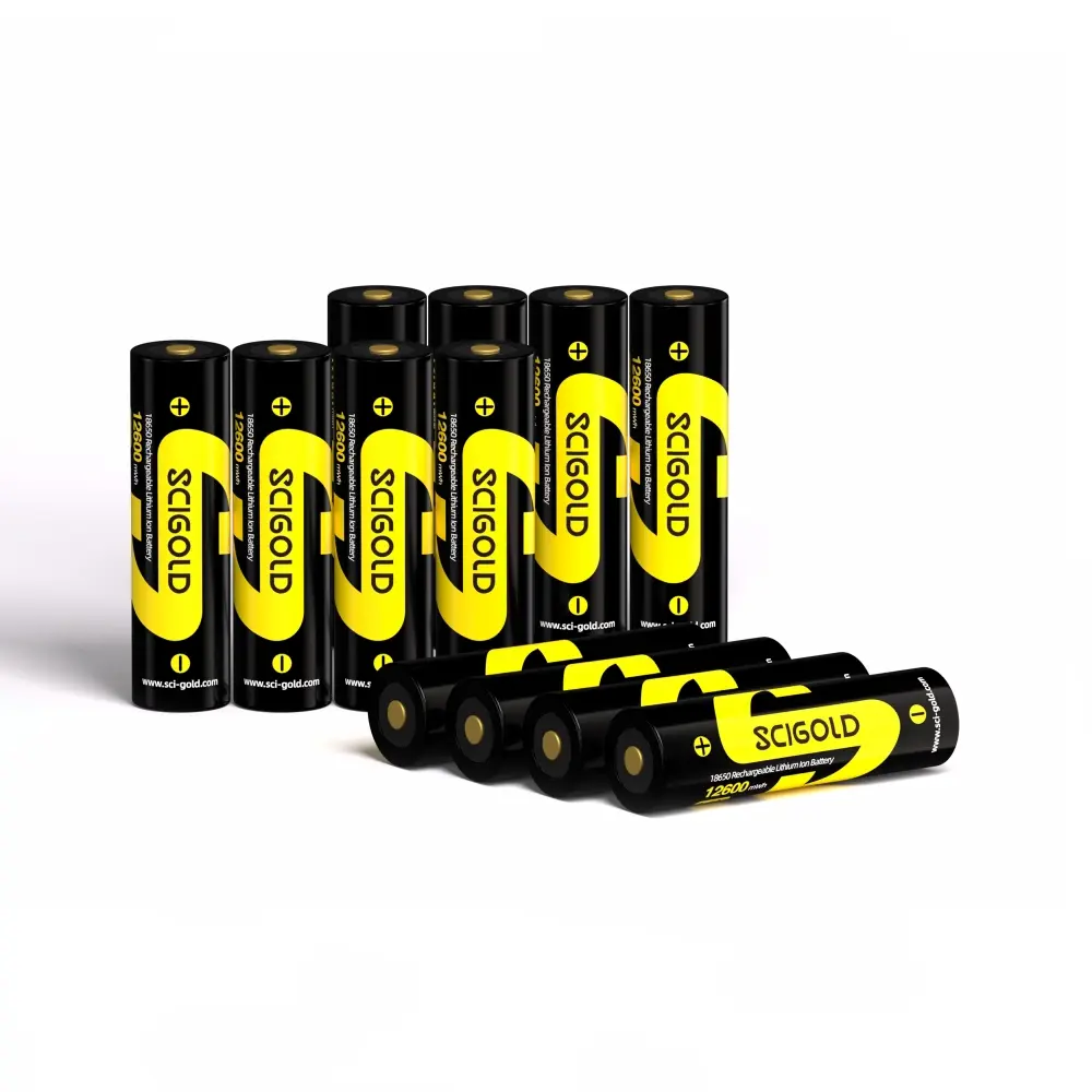 Scigold 3.6V Button Top Li-ion 18650 12600mWh Rechargeable Battery for Flashlights, Bluetooth Speaker, Headlamp, Remote Control and More(4-20pcs)