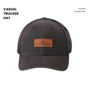 Quiksilver | Down The Hatch Trucker Hat | Black Twill Front Mesh Back | 6 Panel | Adjustable Snapback Closure | Classic Surf Style