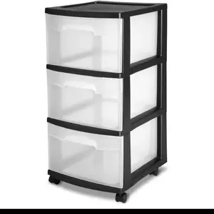 3 Drawer Plastic Storage Cart with Clear Drawers Rolling Organizer for Bedroom Kitchen Bathroom Craft Room Portable Storage Solution