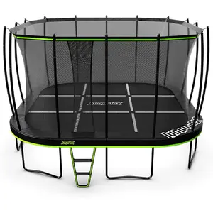 JumpFlex 19' Trampoline MEGA Outdoor Playset with Net and Ladder, Green/Black