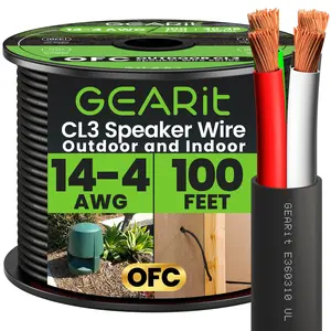 14 AWG In Wall Speaker Wire 4-Conductor Bi-Wire Cables - CL2 Rated - Oxygen Free Copper (OFC), White Accessories Connection