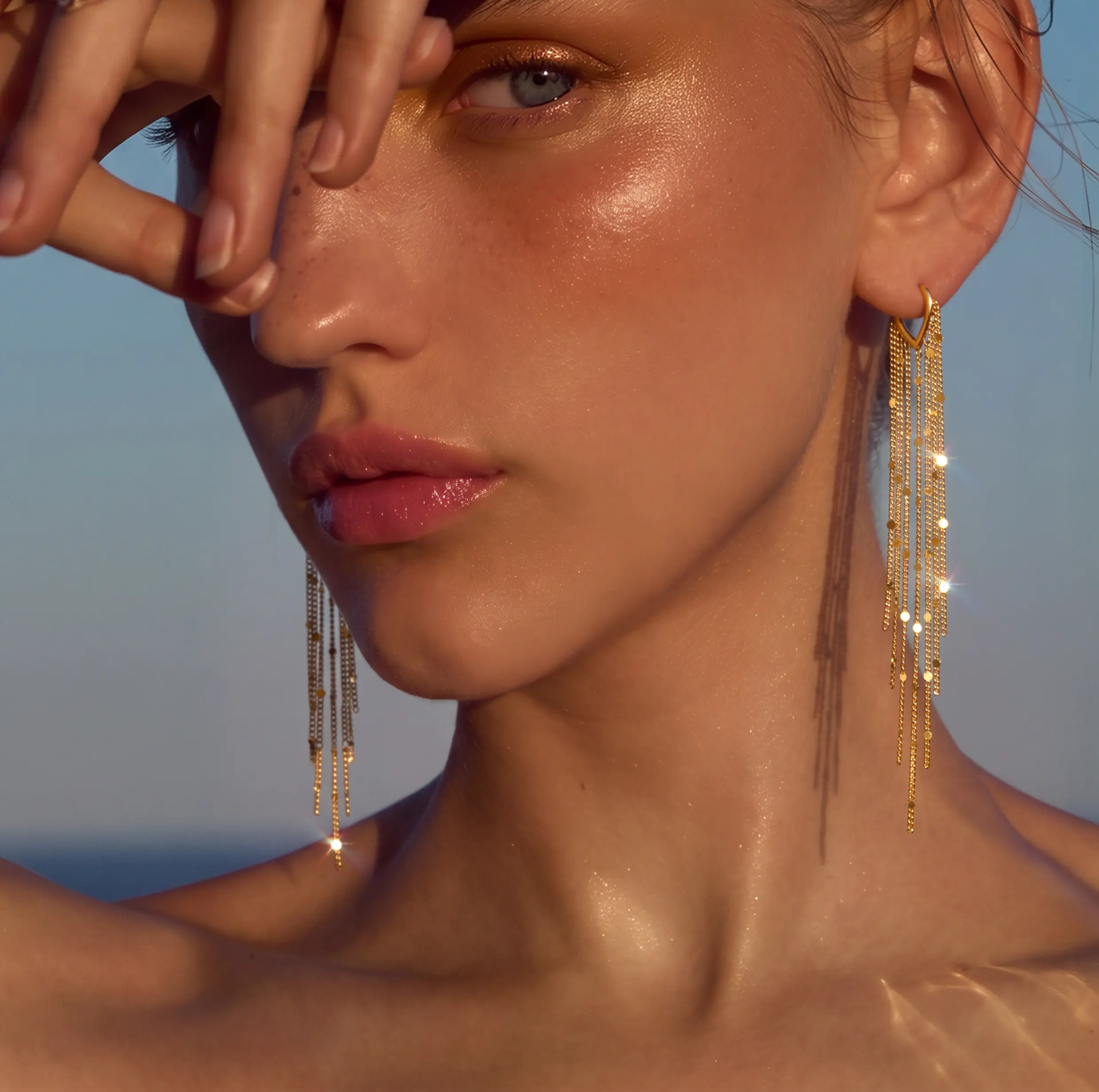 Tewiky 14K Gold Plated Long Tassel Earrings for Women,Chain Tassel Threader Earrings Trend Dangling,Trendy Hypoallergenic Bride Party Prom Jewelry and Women Gifts For Mother's Day gifts tiktokshopbacktoschool