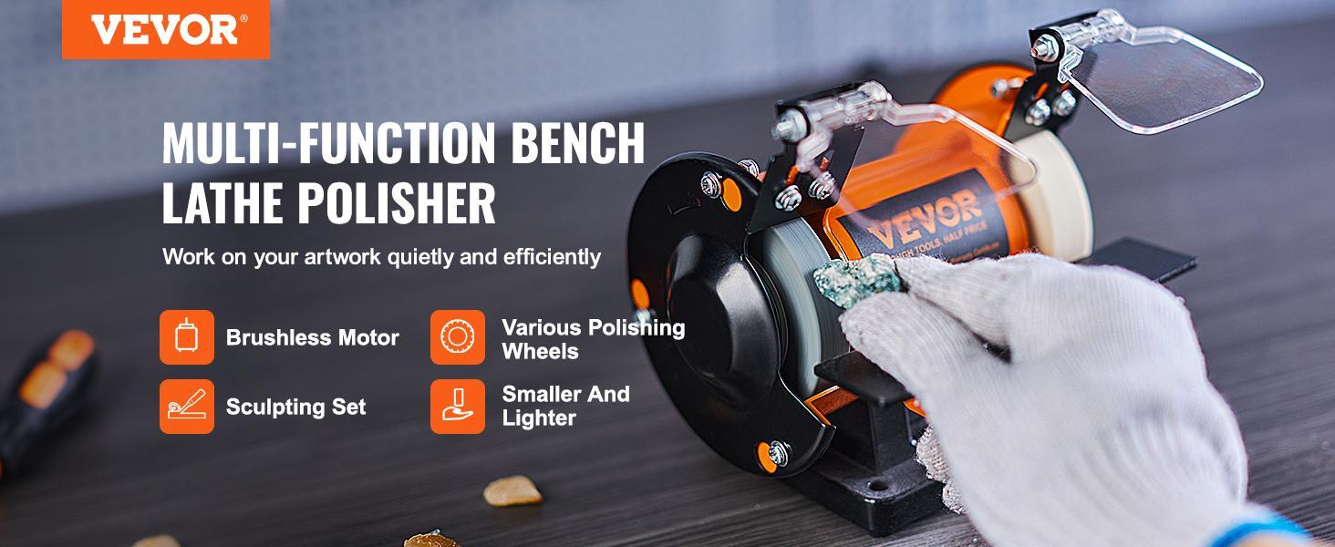 【Father's Day】VEVOR Bench Polisher & Buffing Machine for Metal/Jewelry/Wood - With Wool & Abrasive Wheels, 100 Tools, 3590RPM 【Father's Day】VEVOR Bench Polisher & Buffing Machine for Metal/Jewelry/Wood - With Wool & Abrasive Wheels, 100 Tools, 3590RPM