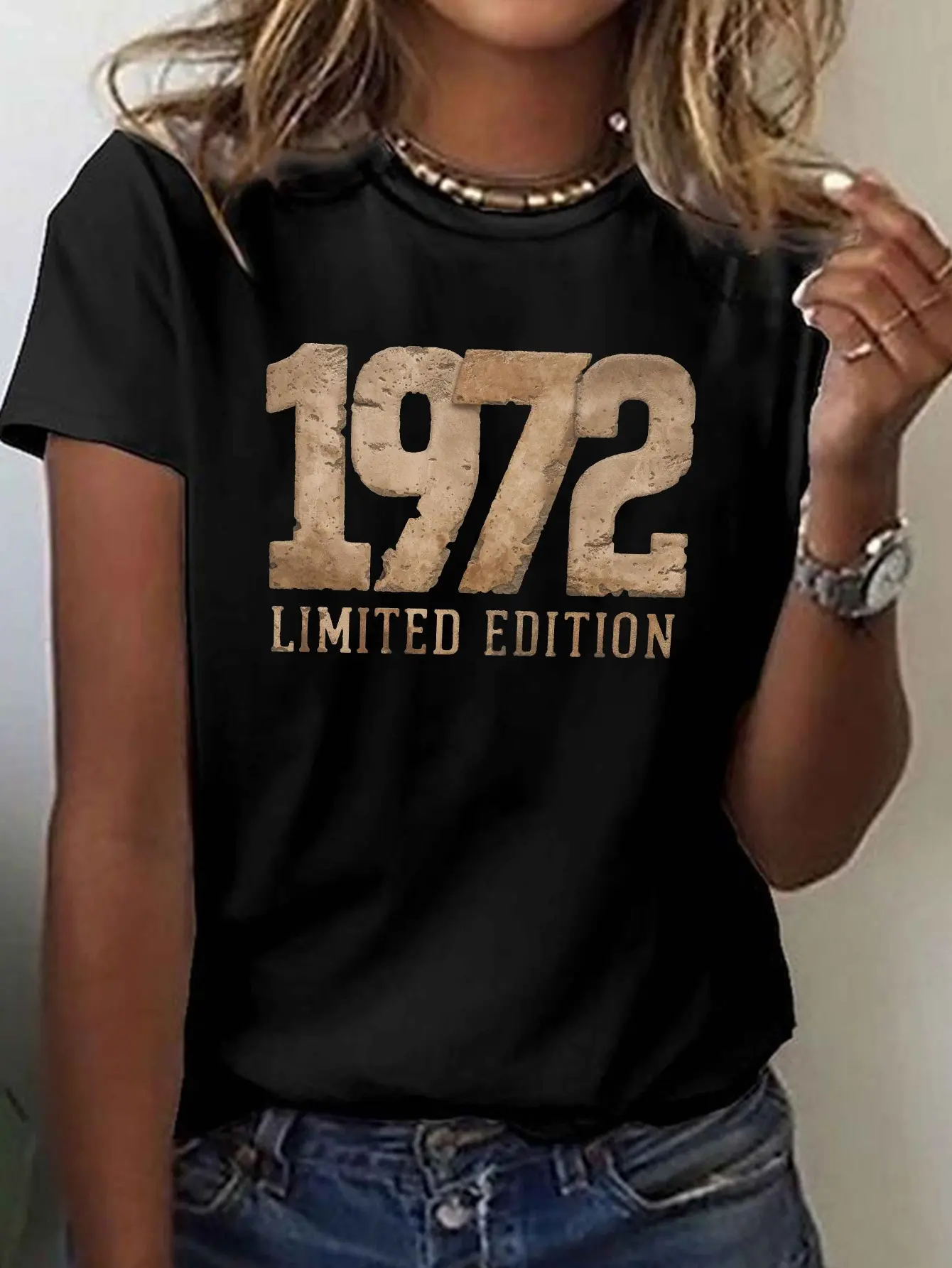 [Casual Diary]1972 Limited Retro T-shirt, geometric print, crew-neck short-sleeve 4-season