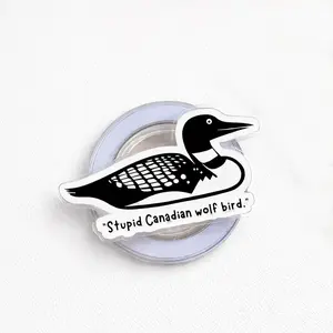 Stupid Canadian Wolf Bird MagSafe Phone Grip – Magnetic Holder for Phone & Kindle, Hockey Romance Gift