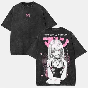 My Dress Up Darling Marin Kitagawa anime graphic tee, vintage washed oversized t-shirt, kawaii waifu manga shirt, streetwear aesthetic y2k fashion top for men-women
