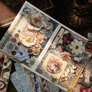 120 Sheets Vintage Aesthetic Journal Paper - 60 Unique Designs - 6 Packs of Kraft Paper for Scrapbooking, Junk Journal, Decorative Crafting, DIY Cards