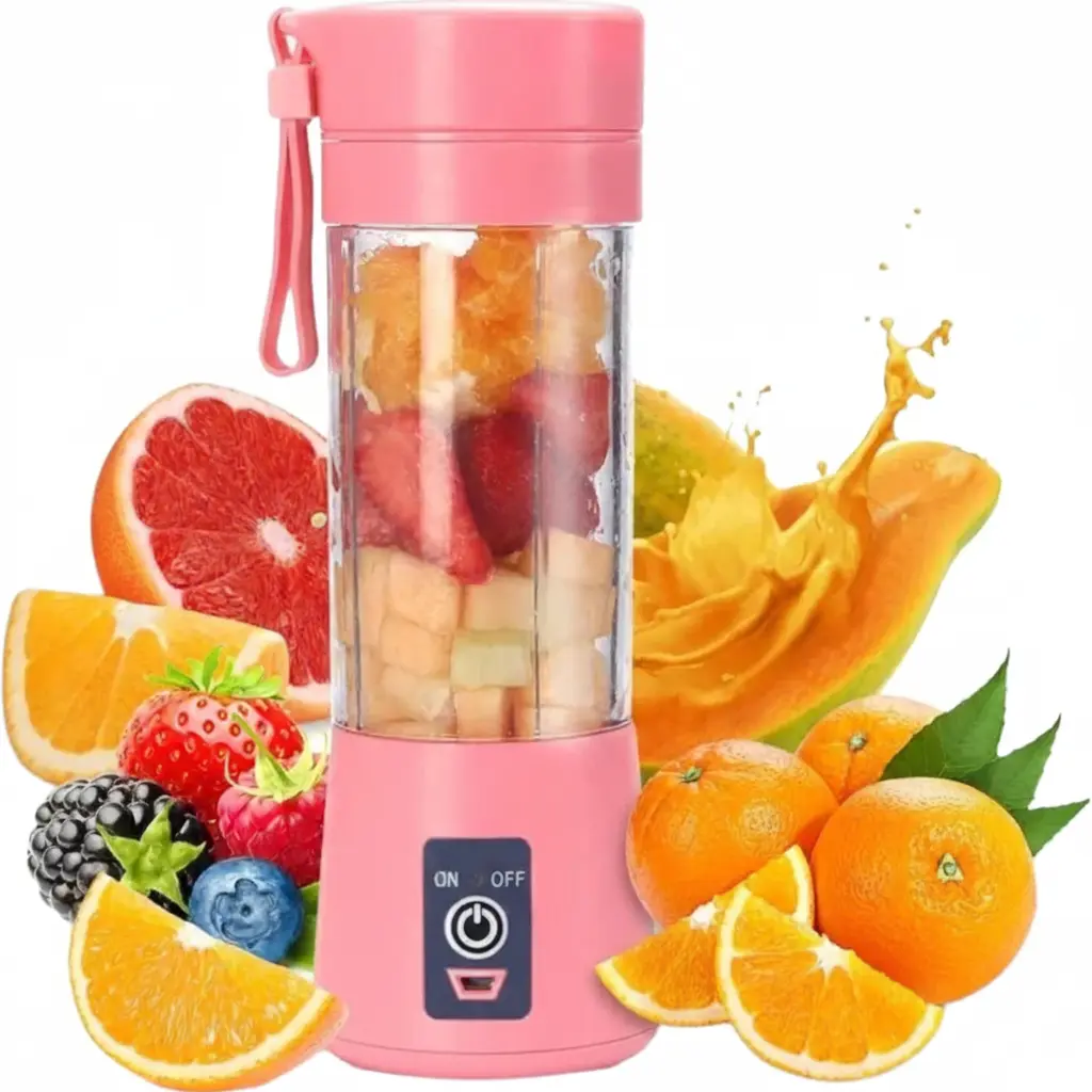 Compact Personal Blender - Cordless Portable Instant Smoothie & Milk Shake Maker with 13oz Cup, USB Rechargeable Travel Kitchen Appliance (Pink)