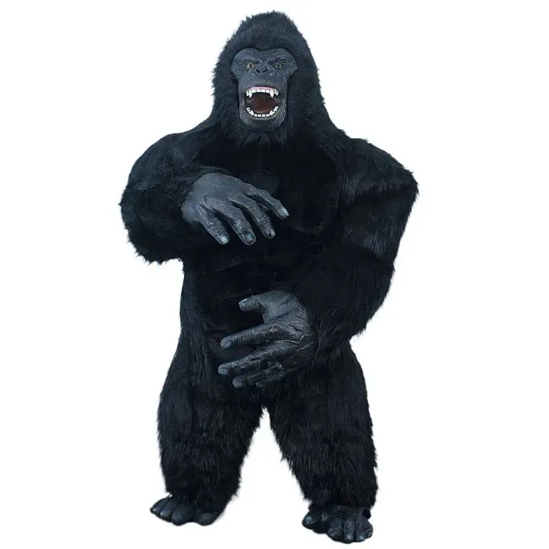 Women's Realistic Black Padded Breathable Inflatable Gorilla Costume, Full-Body Giant Mascot Clothes Set, Ideal for Cosplay, Halloween, Carnival Events