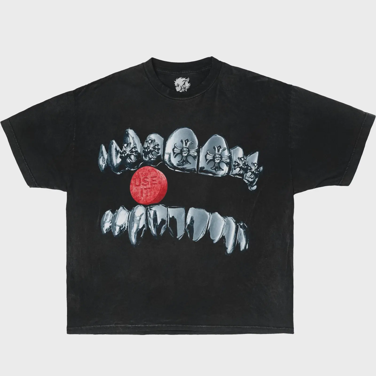 Youth & Adults Heart Grillz Vintage Boxy Tee Shirt oversized t-shirt streetwear y2k