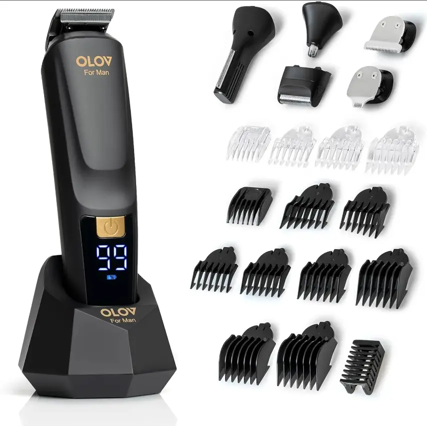 OLOV Beard/Hair Shaver for Men - All-in-One Mens Grooming Kit with Trimmer for Beard, Nose, face, Cordless Hair Clippers Electric Razor, Black Comfort,back to school,back to school haul