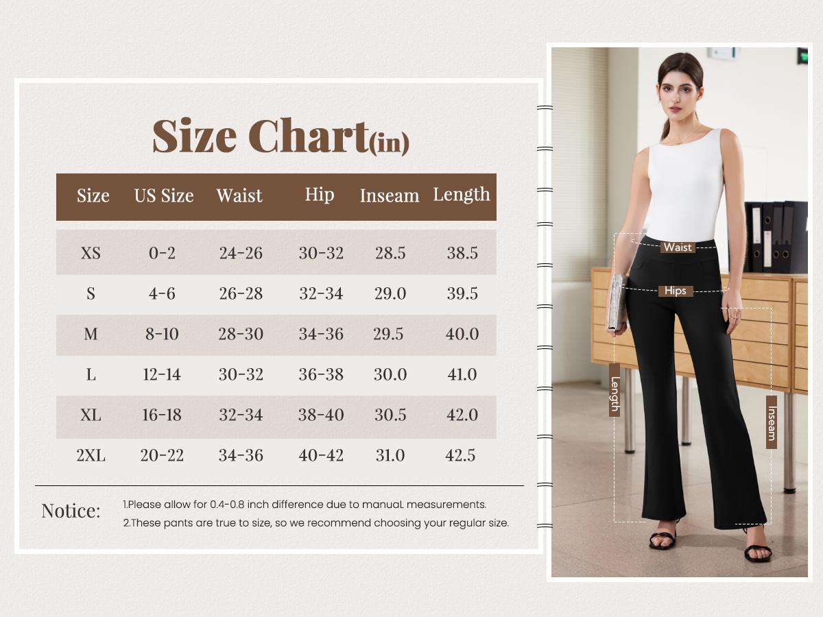 Dlooda Womens Dress Pants Stretchy Work Pants Business Casual Office Trousers Pull On Flare Slacks with 4 Pockets