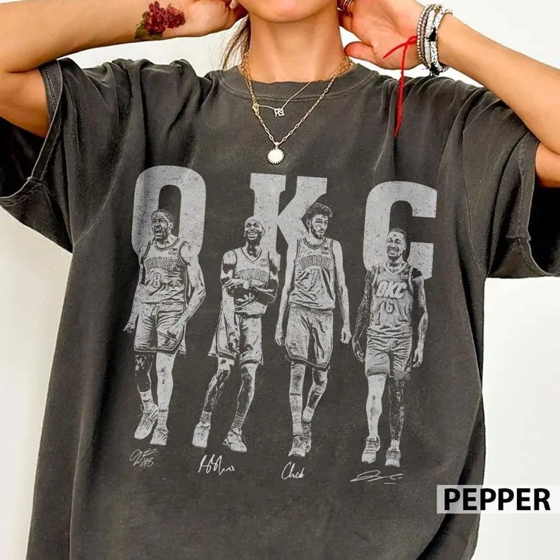 OKC Thunder Basketball Comfort Colors Shirt, Gilgeous, Holmgren, Williams, Fan Gift