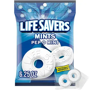 LIFE SAVERS Pep-O-Mint Hard Candy Peppermint Blue Bag Individually Wrapped, 6.25 oz Bag