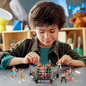 Smack Wrestling Toy Playset for Boys 8-12 Realistic Wrestler Action Figures with Full Wrestling Ring Safe Durable Kids Gift