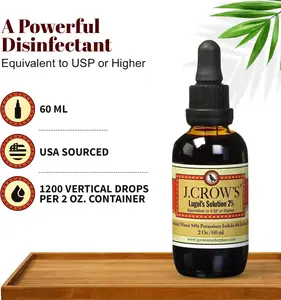 J.CROW'S Lugol's Solution of Iodine 2%  – Premium Iodine & Potassium Iodide Liquid, Gluten &, Alcohol-Free Natural Brine Extract, No Expiration for Water Purification