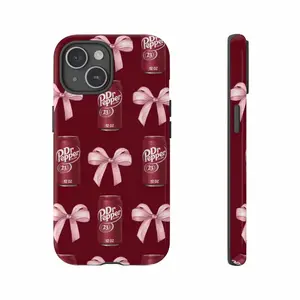 Compatible with iPhone 17 ProMax Dr Pepper Lover's iPhone Case - Festive Bow DesignCreative Transparent TPU for iphone 16,15,14,13,12,11