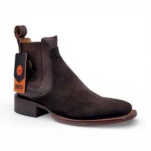 Men’s Suede Leather Botin in Chocolate – H42R2894